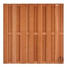 Elephant schutting Kempas FSC hardhout 39x1800x1800mm 14 planks V-groeven/RVS geschroefd