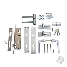 Elephant beslagset tbv tuindeur met stalen frame duimen, deurkrukken, schilden, cilinderslot