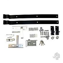 Elephant tuindeur beslagset Basic staal/aluminium hengen/duimen/slot/deurkrukken/deurstopper