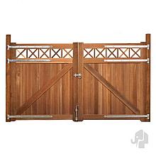 Elephant poort Belvedere dubbel Bangkirai hardhout 40x3000x1800mm met trellis incl. beslagset 009499