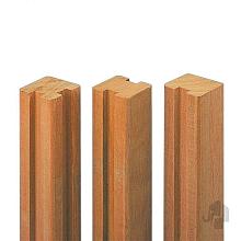 Elephant geschaafde hoekpaal Bangkirai hardhout 70x70mm met haakse sponningen (tbv 21mm rabat)