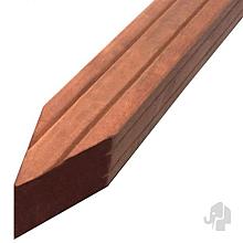 Elephant geschaafde paal Kapur hardhout 70x70mm 4-zijdig V-groeven en gepunt