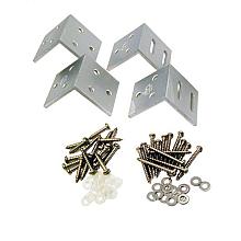 Elephant hoek beslagset geanodiseerd aluminium 4 stuks in blister tbv houtcomposiet hekken