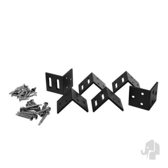 Elephant hoek beslagset antraciet gecoat aluminium 6 stuks in blister tbv houtcomposiet schuttingen